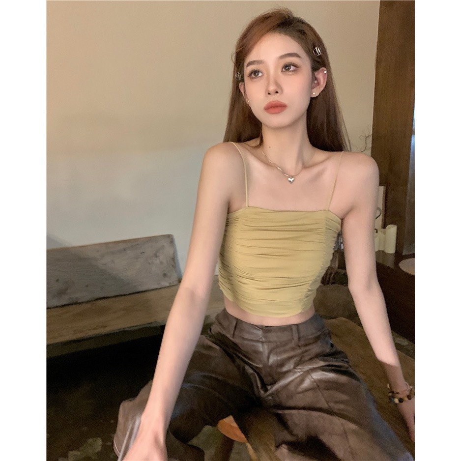 Áo Bra Nữ Nhún Chất Su Lụa Dáng Lửng, Kèm Mút Ngực Siêu Hot 2089