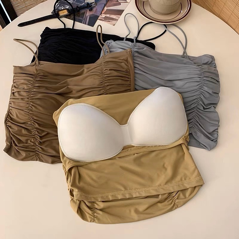 Áo Bra Nữ Nhún Chất Su Lụa Dáng Lửng, Kèm Mút Ngực Siêu Hot 2089