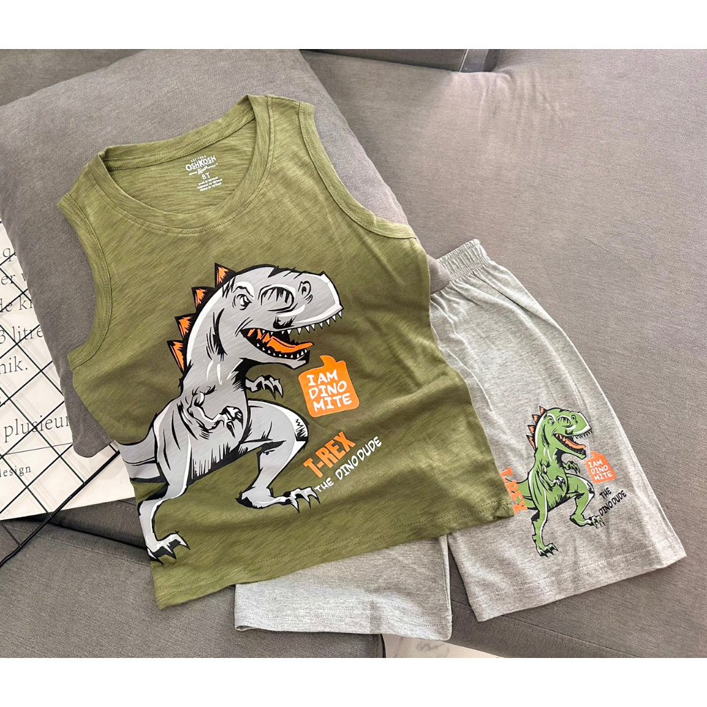 Bộ ba lỗ quần đùi lửng thun Cotton 4 chiều chính phẩm O.S.K cho bé trai từ 12-45kg-Quần áo bé Trai-Pikakids