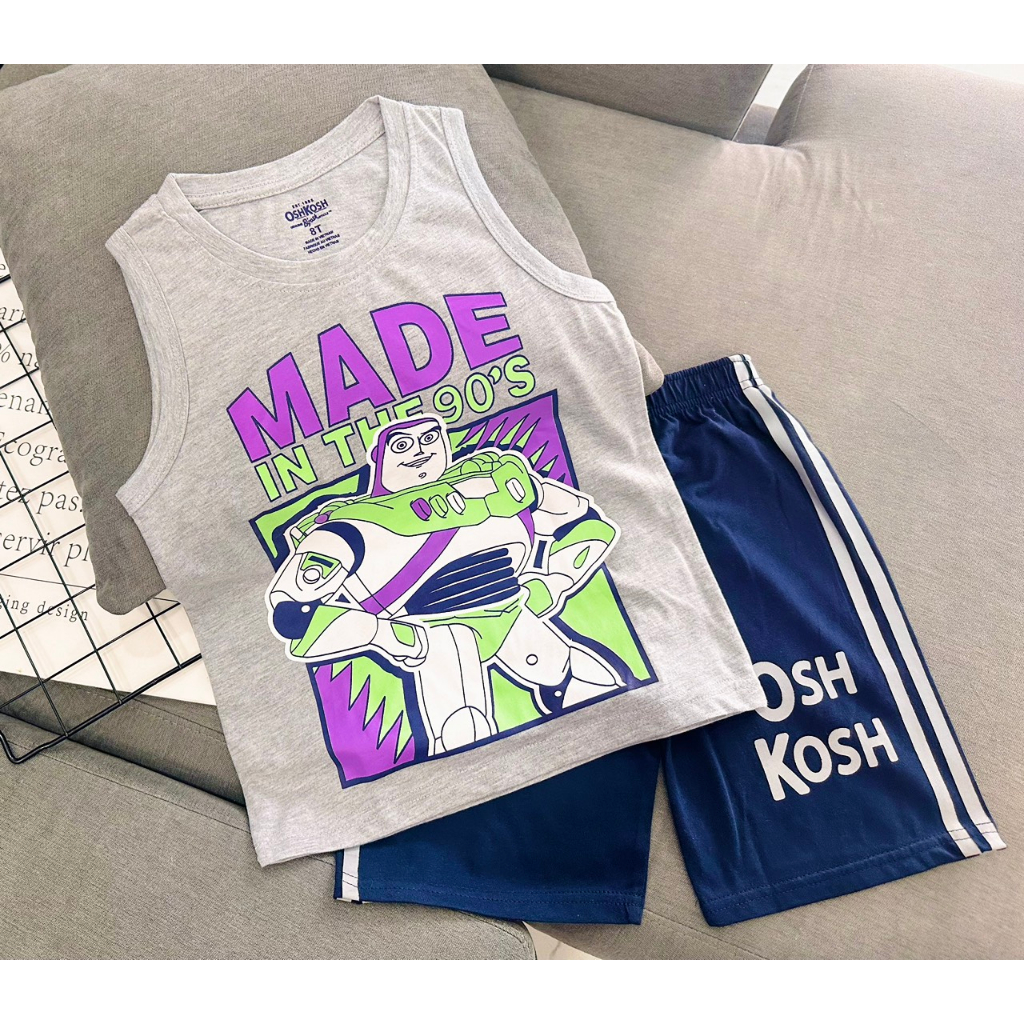 Bộ ba lỗ quần đùi lửng thun Cotton 4 chiều chính phẩm O.S.K cho bé trai từ 12-45kg-Quần áo bé Trai-Pikakids