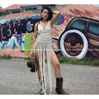 Váy thắt dây macrame bikini cover up chụp ảnh biển mùa hè