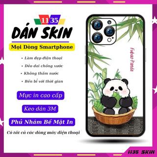 Miếng dán điện thoại cao cấp, Dán skin iphone in hình mặt lưng gấu panda cho mọi dòng điện thoại mã HA32