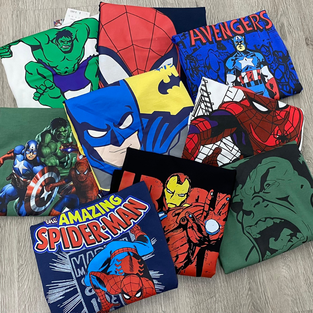 Áo cotton dài tay siêu nhân Marvel xuất dư xịn cho bé trai 3-12T