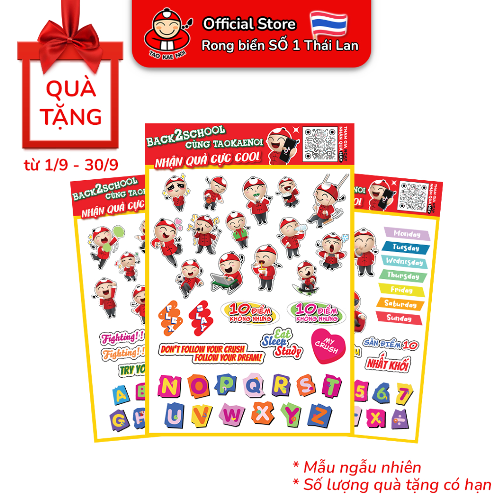 [QUÀ TẶNG KÈM] Sticker Tao Kae Noi Back To School Dễ Thương Ngộ Nghĩnh Phiên Bản Giới Hạn