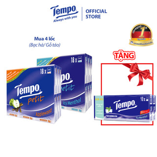 Mua 4 lốc Khăn giấy bỏ túi cao cấp Tempo Peptit 18 Tặng 1 Lốc Khăn giấy bỏ túi cao cấp Tempo Regular 10