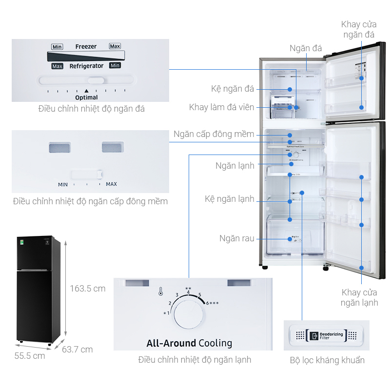 Tủ lạnh Samsung Inverter 256 lít RT25M4032BU/SV