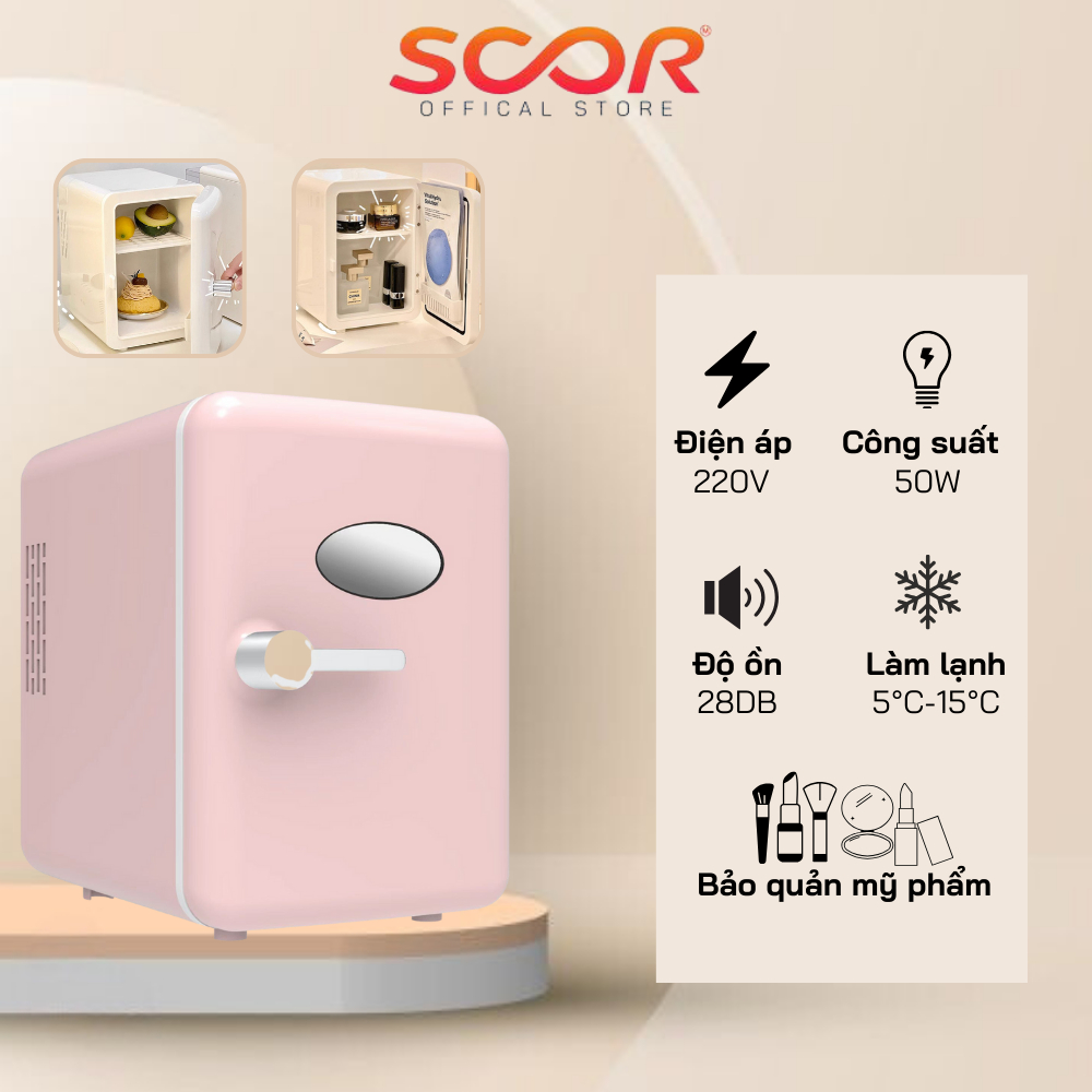 Tủ Lạnh Mini Đựng Mỹ Phẩm, Dung Tích Lớn 6 Lít, Tiết Kiệm Điện Làm Lạnh Nhanh, Có Bảo Hành