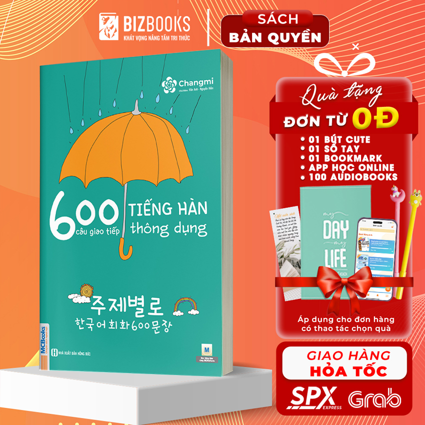 Sách - 600 Câu Giao Tiếp Tiếng Hàn Thông Dụng Dành Cho Người Tự Học - Bizbooks Tặng Sổ Tay và Bookmark