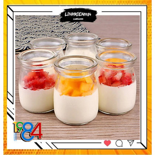 Set 12 hũ đựng sữa chua thủy tinh 100ml nắp nhựa hủ chưng yến làm bánh flan pudding panna cotta