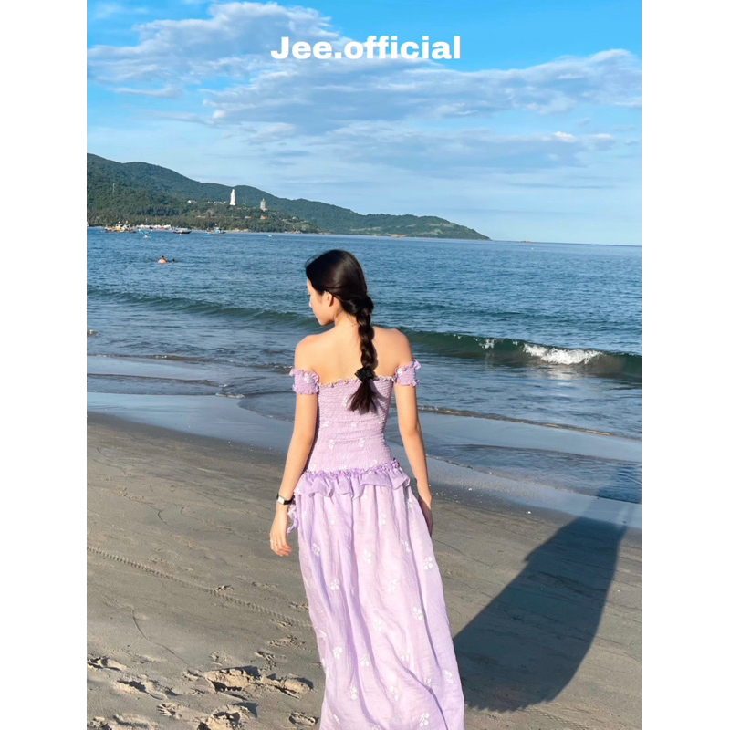 Jee - Purple Midi Mocking Dress - Đầm Maxi Tơ Thêu Hoa Tím