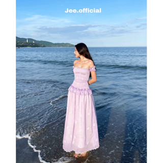 Jee - Purple Midi Mocking Dress - Đầm Maxi Tơ Thêu Hoa Tím