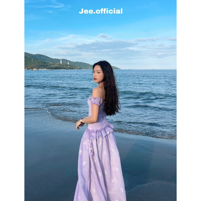 Jee - Purple Midi Mocking Dress - Đầm Maxi Tơ Thêu Hoa Tím