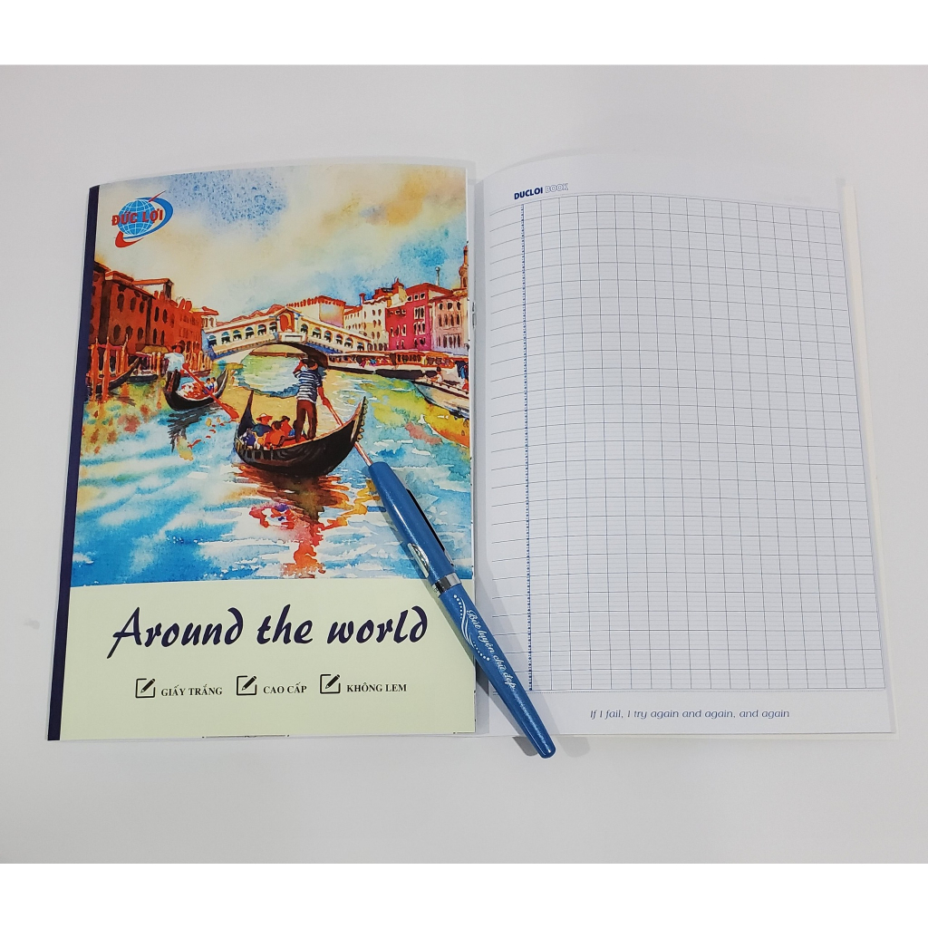 10 cuốn Tập sinh viên ruột giấy 70gsm - 96 và 200 trang 4 ô ly ngang KT:253 x175 mm