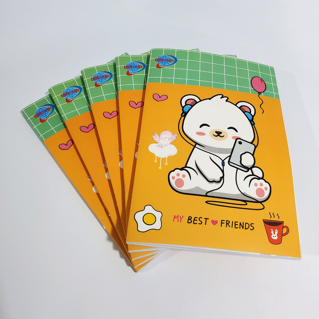 10 cuốn Tập sinh viên ruột giấy 70gsm - 96 và 200 trang 4 ô ly ngang KT:253 x175 mm