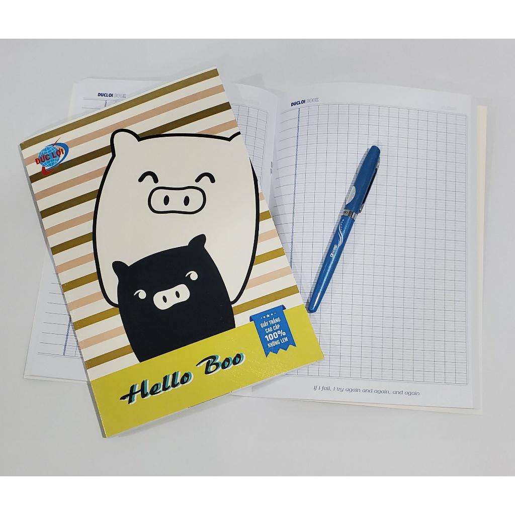 10 cuốn Tập sinh viên ruột giấy 70gsm - 96 và 200 trang 4 ô ly ngang KT:253 x175 mm