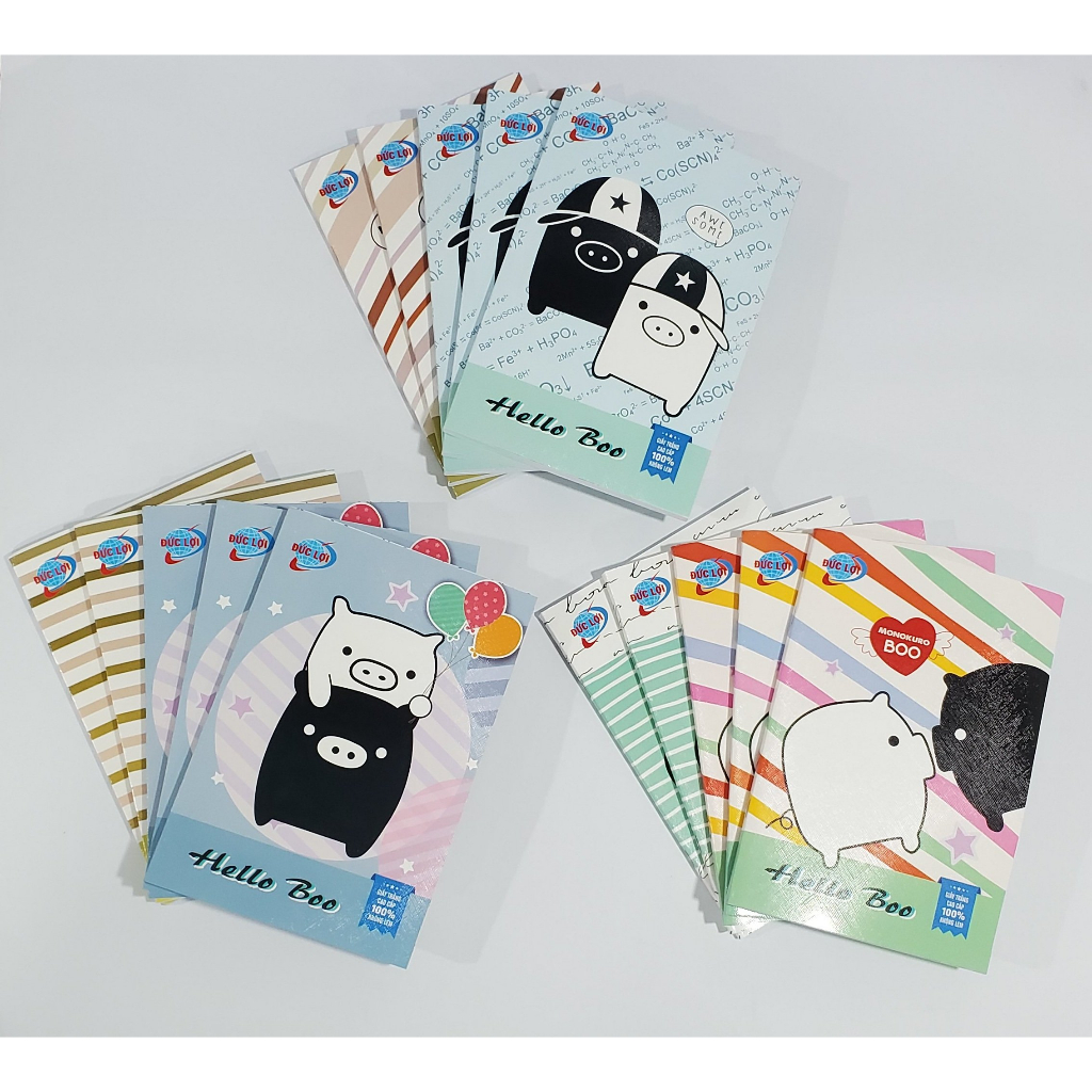 10 cuốn Tập sinh viên ruột giấy 70gsm - 96 và 200 trang 4 ô ly ngang KT:253 x175 mm