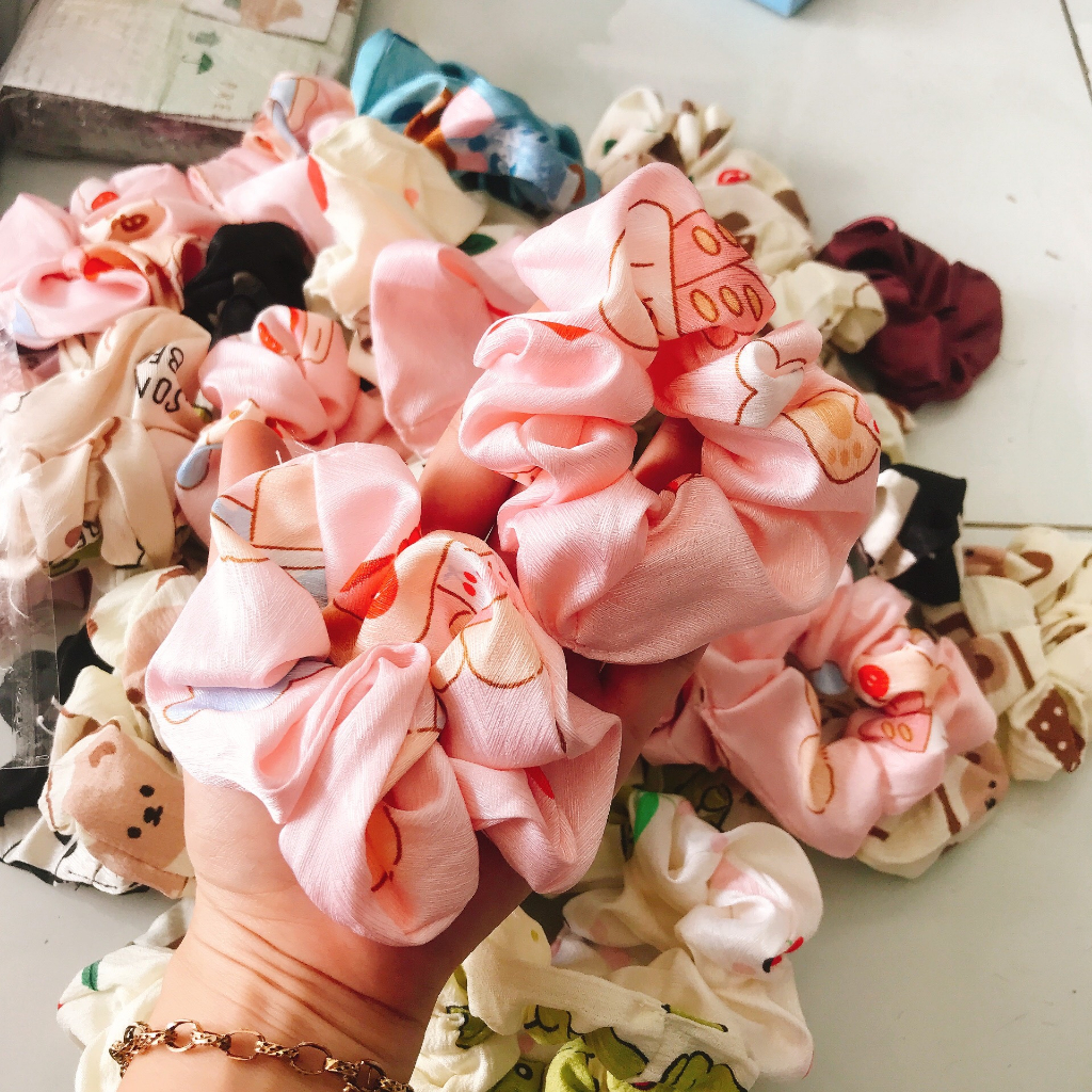 Dây buộc tóc, thun cột tóc scrunchies dễ thương