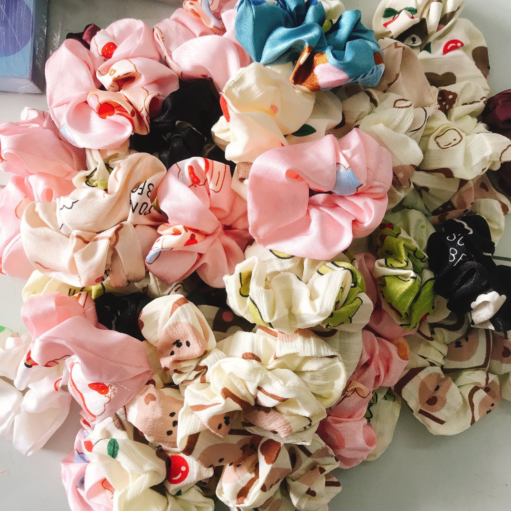 Dây buộc tóc, thun cột tóc scrunchies dễ thương