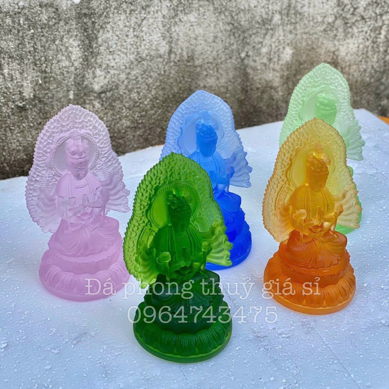 Tượng phật thiên thủ, thiên nhãn đá lưu ly cao cấp trang trí tap lo ô tô - cao ~13cm