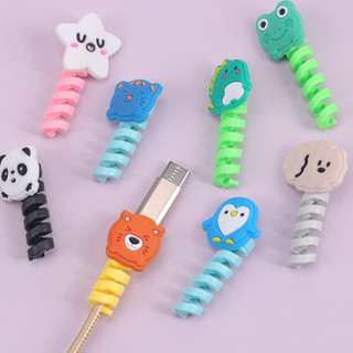 Bảo vệ đầu dây cáp sạc điện thoại chống gãy đứt hình lò xo chất liệu nhựa có hình thú dễ thương cute