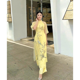 Aó Dài Cách Tân Ngọc Mai Vàng đính kết
