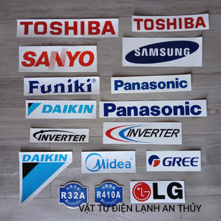 TEM DECAN TÊN HÃNG DÁN Điều hòa -tủ lạnh -máy giặt (10 cái )- Các hãng Panasonic. Sanyo Toshiba