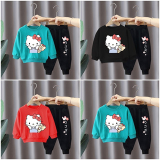 Bộ dài tay thu đông hình mèo kitty chất da cá mềm đẹp cho bé gái