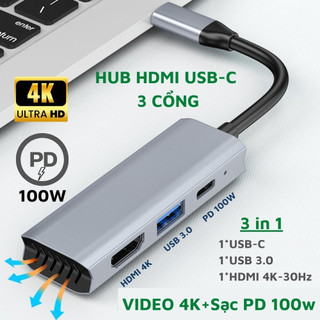 Hub type c tốc độ cao hdmi to type c 4k thunderbolt pd, cổng chia usb 3.0, thẻ nhớ sd&tf cho macbook/máy tính bảng/đt