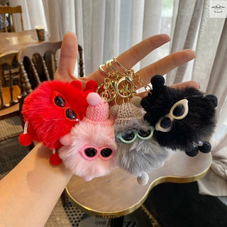 Móc khóa búp bê lông thỏ siêu mịn