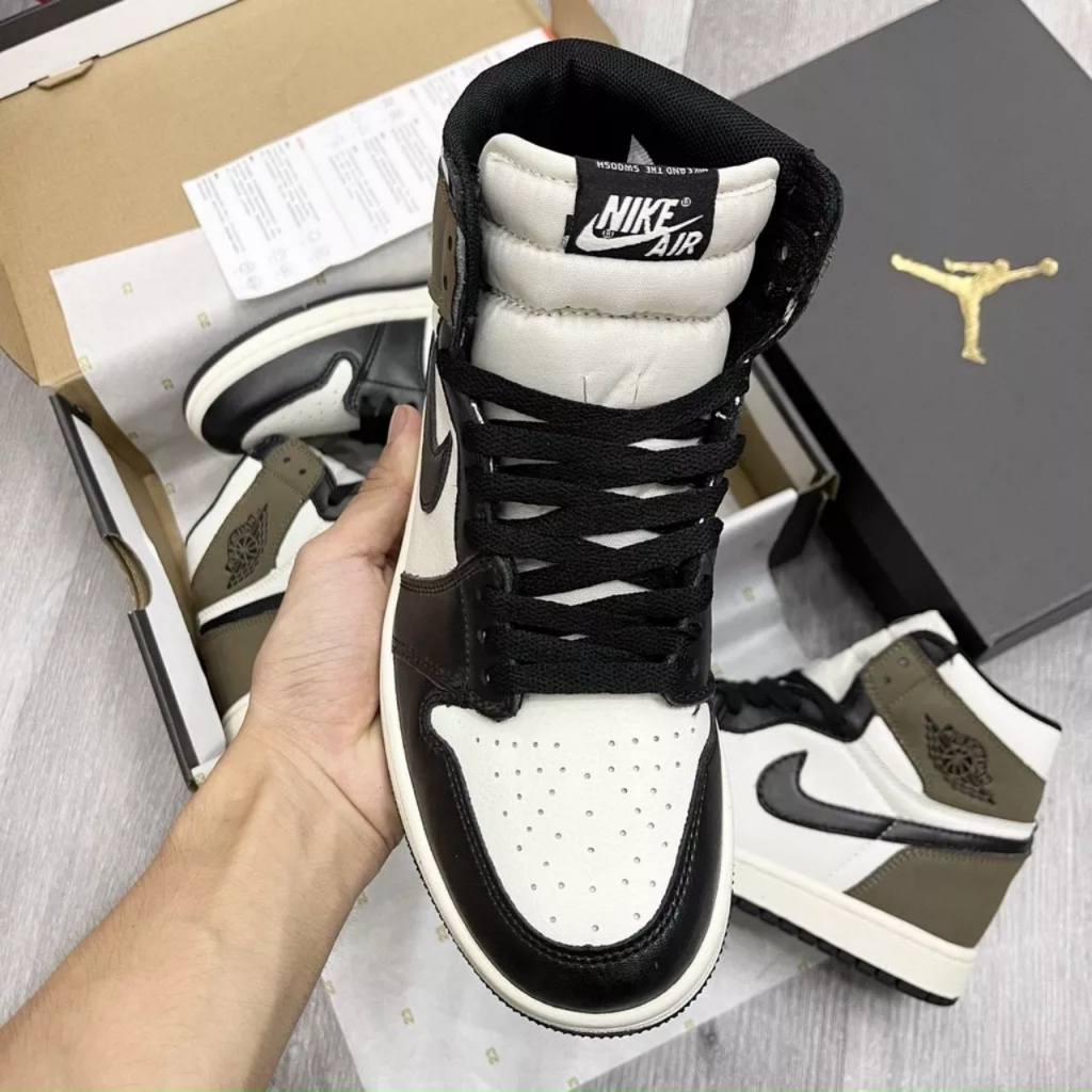 Giày Jordan 1 Retro High OG – Dark Mocha, JD1 Cao Đen Trắng Phối Nâu Da Nhám Cao Cấp
