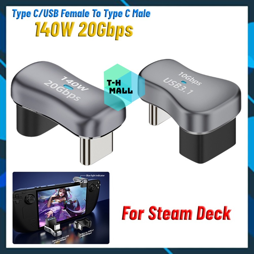 Đầu Nối USB Type C Chuyển Đổi Chuyên Game Chữ U Sạc Và Dữ Liệu Thunderbolt 3 140W Type C 20Gbps 4K 60Hz Cho Steam Deck