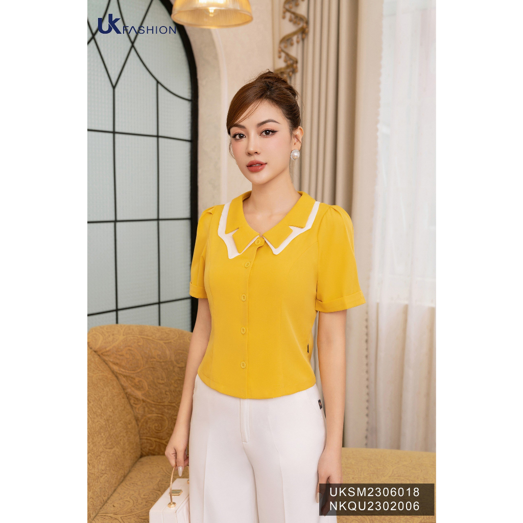 Áo Sơ Mi Cổ Kép UK Fashion Chất Liệu Cao Cấp, Lên Form Đứng Dáng UKSM2306018