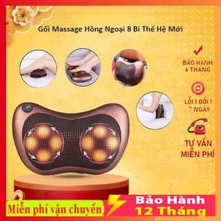 Gối Massage Cổ Vai Gáy Hồng Ngoại 8 bi cao cấp , Máy Massage Vai Gáy Tại Nhà giúp thư giãn khí huyết , BẢO HÀNH 1 NĂM