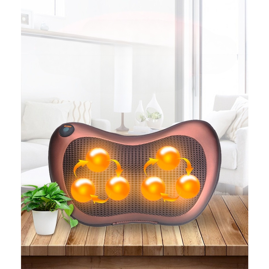 Gối Massage Cổ Vai Gáy Hồng Ngoại 8 bi cao cấp , Máy Massage Vai Gáy Tại Nhà giúp thư giãn khí huyết , BẢO HÀNH 1 NĂM