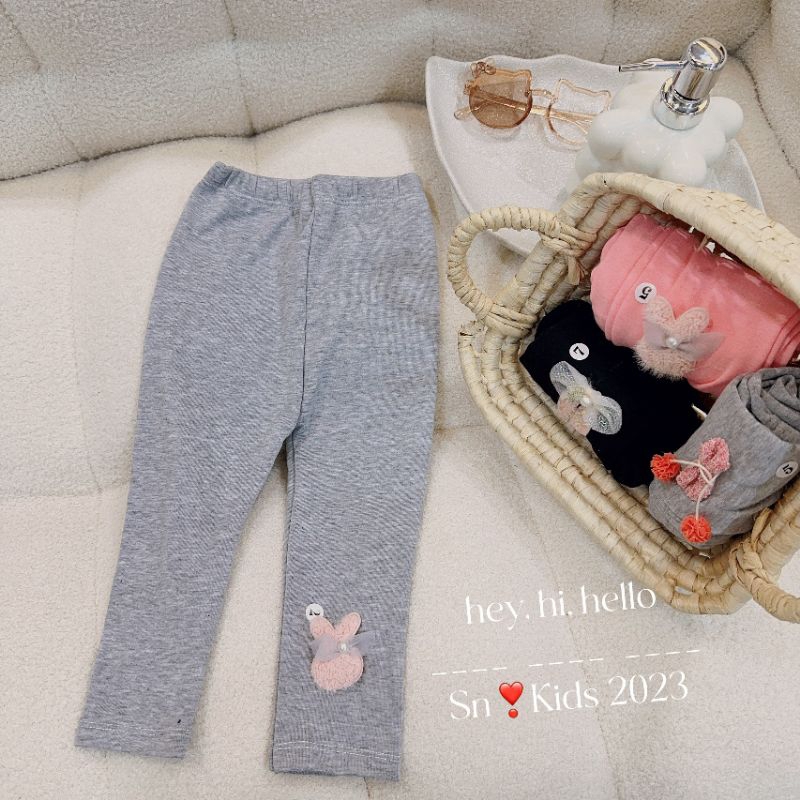 Quần legging cotton len nơ thu đông cho bé 10-35kg