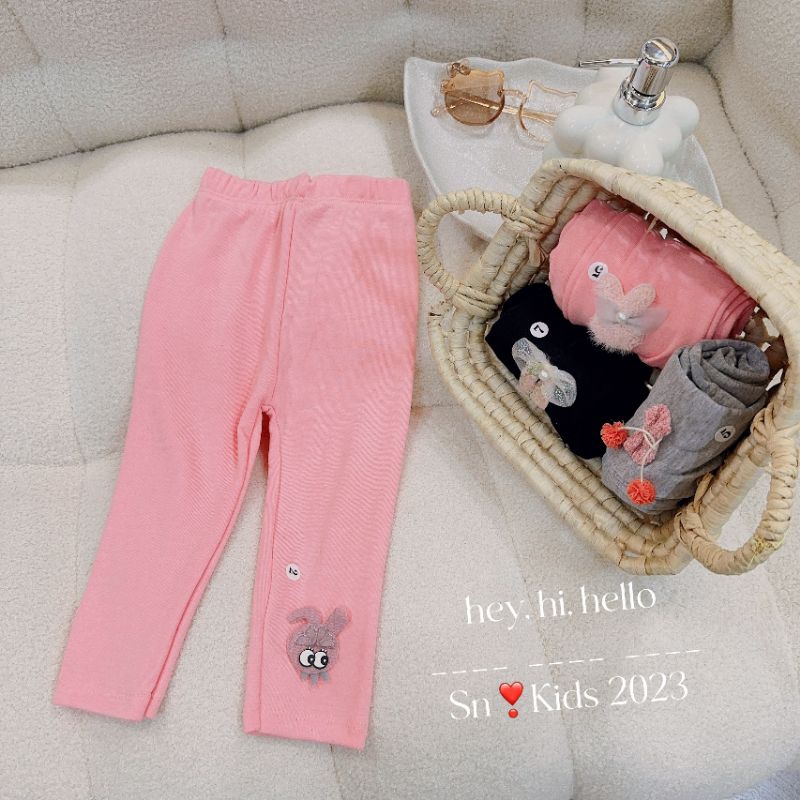 Quần legging cotton len nơ thu đông cho bé 10-35kg