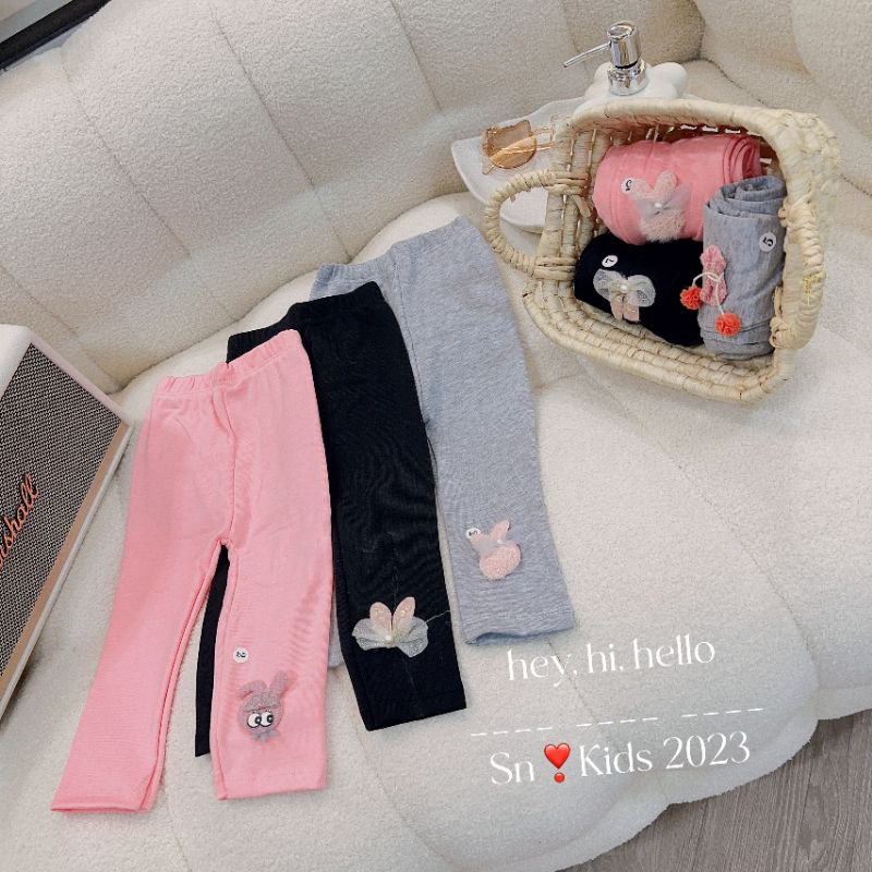Quần legging cotton len nơ thu đông cho bé 10-35kg