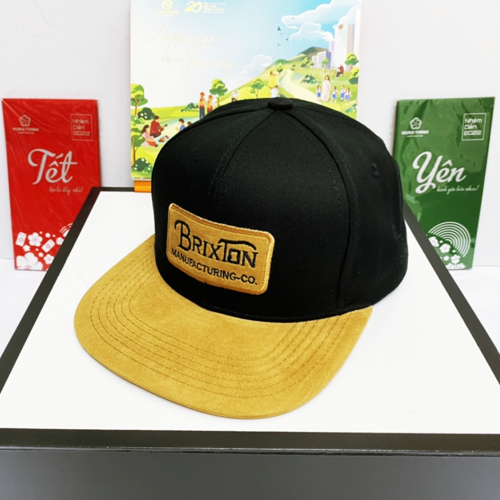 Mũ SnapBack Thêu LoGo BRIXTON Mỏ Nón Phối Da Lộn Cao Cấp/Nón Hip Hop Thời Trang
