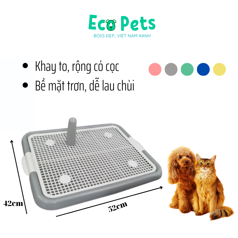 Khay vệ sinh cho chó ECOPETS có cọc thiết kế phù hợp cho chó size lớn dành cho chó dưới 9kg - size 52x42x15cm