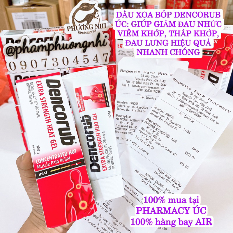 DATE 8/2026 - MUA TRỰC TIẾP TẠI PHARMACY ÚC - DẦU XOA BÓP GIẢM ĐAU NHỨC DENCORUB EXTRA STRENGTH HEAT GEL 100G