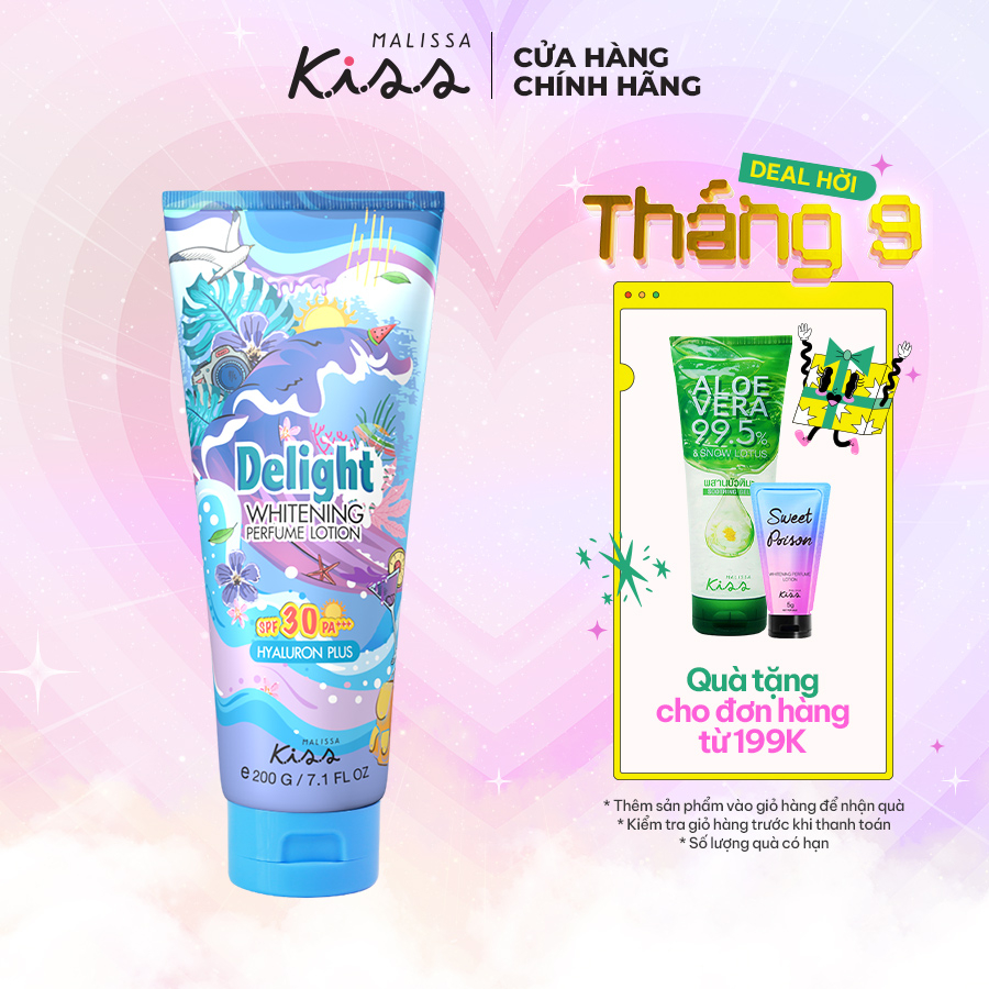 Kem Dưỡng Ẩm Chống Nắng Hương Nước Hoa Malissa Kiss Whitening Perfume Lotion SPF30 Pa+++ Delight 200g