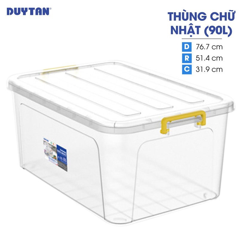 Thùng chữ nhật nhựa DUY TÂN 90 lít (76.7 x 51.4 x 31.9 cm) - 13887