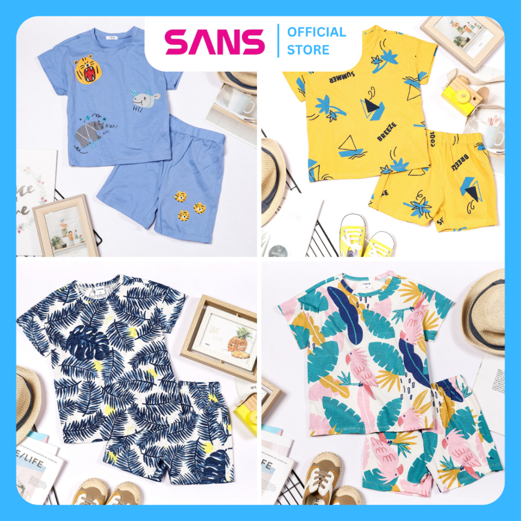 Combo 3 bộ bé trai trẻ em ngắn tay xuất Hàn Imong 100% cotton thoáng mát mùa hè đủ size 10-18kg Nhà Sans | B2