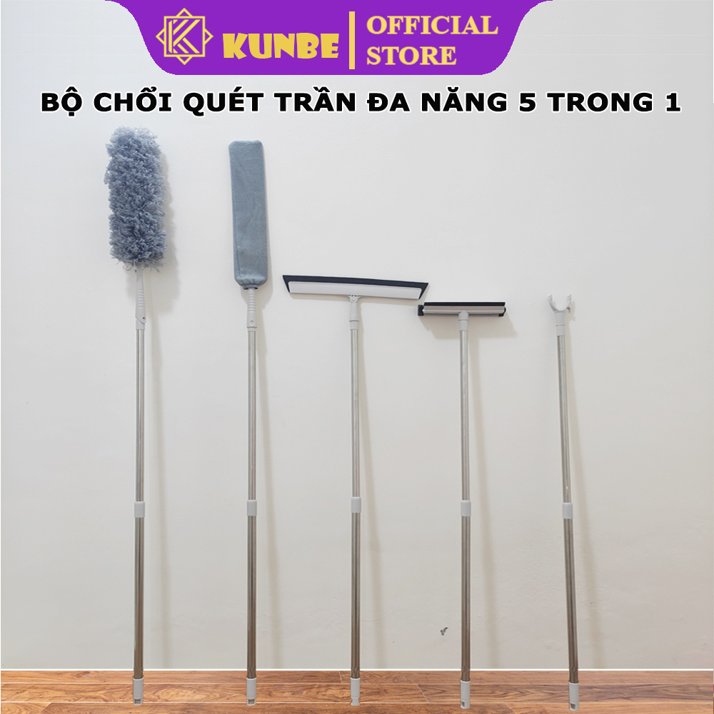 Bộ Chổi Quét Trần Nhà Mạng Nhện KUNBE Lau Kính Gạt Nước Đa Năng 5 trong 1