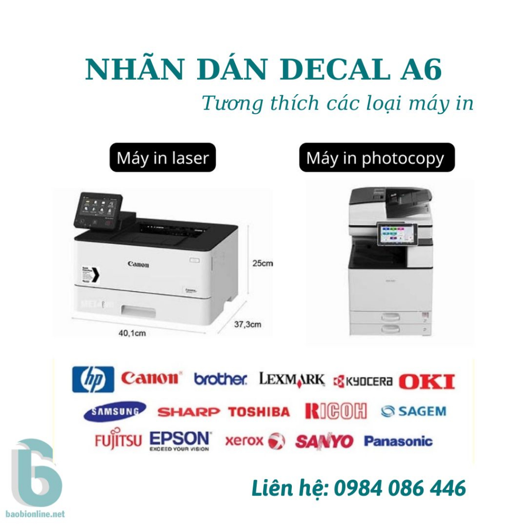 GIẤY DÁN DECAL A6 IN TEM VẬN CHUYỂN, NHÃN IN BILL, IN PHIẾU GỬI HÀNG DÙNG CHO MÁY IN LASER - BAOBIONLINE