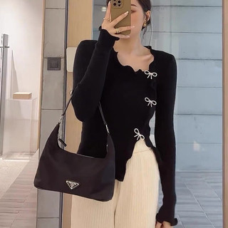 🍒🍒🍒ÁO KIỂU NỮ DÀI TAY TÀ CHÉO ĐÍNH NƠ SIÊU XINH MỀM MẠI NC3