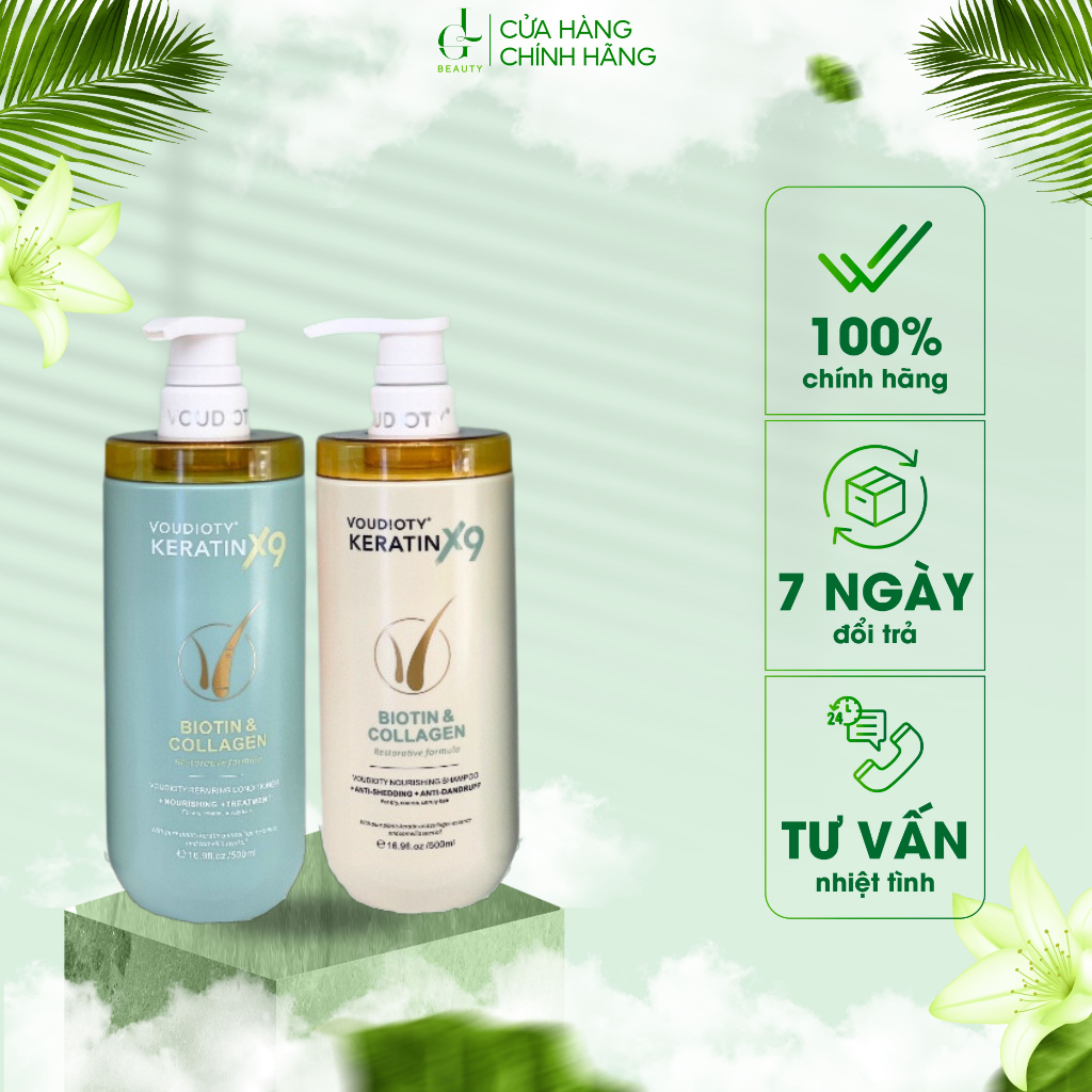 Dầu gội xả Voudioty Keratin X9 Biotin và Collagen 500ml