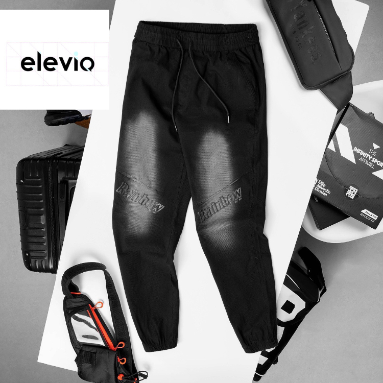 Quần jeans nam kiểu dáng jogger bo chun pha loang xám đen co dãn trẻ trung hot trend 2023 MEHUSS801