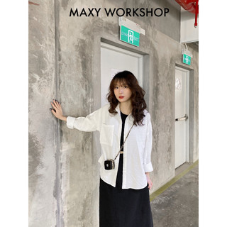 Áo sơ mi trắng nữ có túi white pocket shirt Maxy workshop