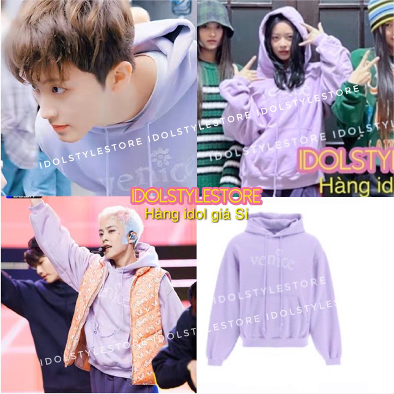 áo nỉ hoodie Venice tím Hanni Newjeans OMG Mark NCT Xiumin Exo